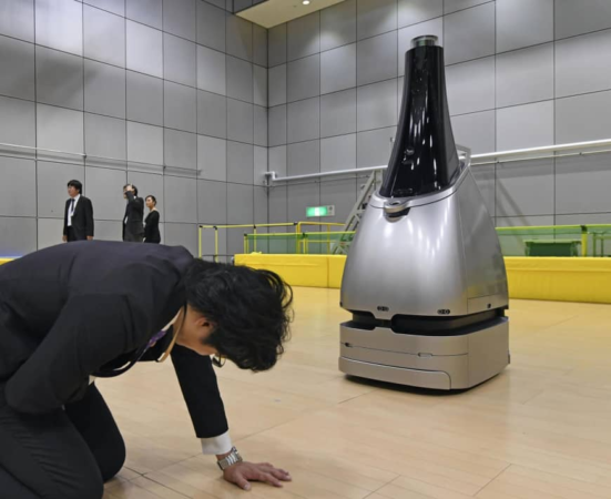 A robot security guard ready for the tokyo olympics